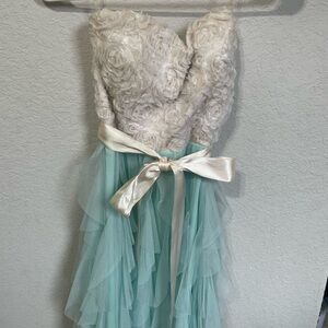 Teeze Me Cream and Mint Floral Kids Dress